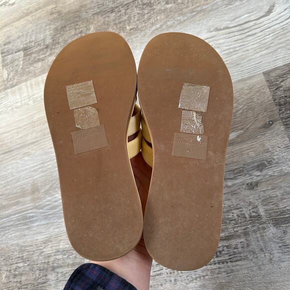 Madewell The Leeandra Neutral Leather Slide Flat Sandals Size 9 - Picture 5 of 7